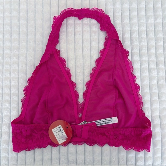 Free People Galloon Lace Halter Bralette Medium Red Berry NEW NWT - Picture 3 of 8